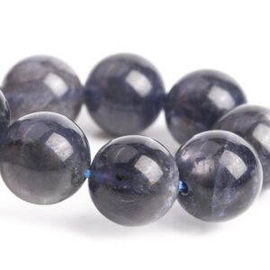 9-10MM Iolite Beads Deep Gray Purple Bracelet Grade AA+ Genuine Natural Round Gemstone 7" (121221h-3107)