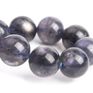 9MM Iolite Beads Black Purple Bracelet Grade AA+ Genuine Natural Round Gemstone 7" (121211h-3107)
