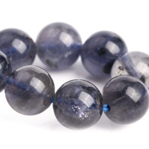 9MM Iolite Beads Deep Gray Purple Bracelet Grade AA Genuine Natural Round Gemstone 7" (121212h-3107)