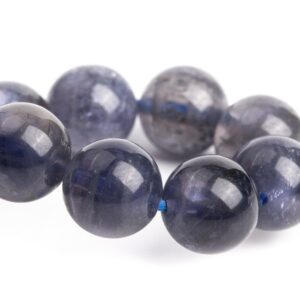 9MM Iolite Beads Deep Gray Purple Bracelet Grade AAA Genuine Natural Round Gemstone 7" (121214h-3107)