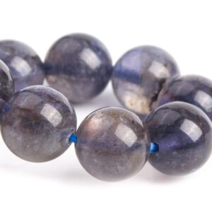 9MM Iolite Beads Deep Gray Purple Bracelet Grade AA+ Genuine Natural Round Gemstone 7" (121292h-3685)