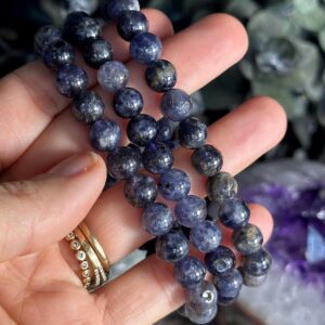Iolite Beaded Bracelet: 8mm Crystal Stretch Bracelet