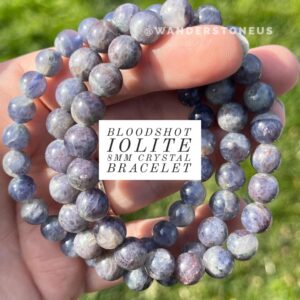 Bloodshot Iolite Bracelet | Bloodshot Iolite Crystal Bracelet | Crystal Beaded Bracelet