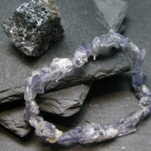Iolite Cordierite Genuine Bracelet ~ 7 Inches ~ 12mm Raw Beads
