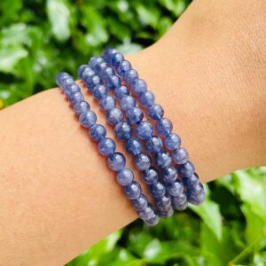 Iolite Crystal Bracelet: Light Blue Gemstone, Minimalist Style (5-7.5" wrist)
