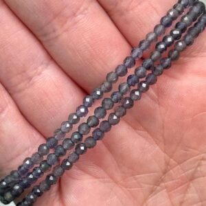 Faceted Iolite Bracelet | 3mm | - No. 656 (polished Blue Violet Crystal Jewelry, Third-eye Chakra, Intuition)
