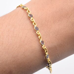 Handmade 9k/14k/18k Gold Iolite Bracelet: September Birthstone Jewelry