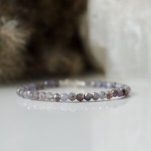 Natural Iolite bracelet, crystal beaded bracelet, dainty bracelet; Third Eye Chakra jewelry, Intuition · Clarity · Confidence