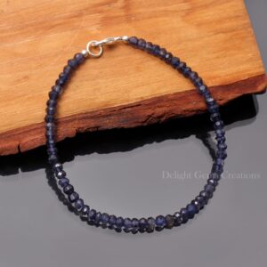 Natural Purple Iolite beaded Bracelet-4MM-4.5MM Faceted Rondell Gemstone Bracelet-Minimalist Bracelet-Women Bracelet-Customize Bracelet-Gift