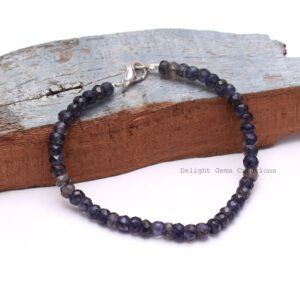 Natural Purple Iolite beaded Bracelet-5.5MM Faceted Rondell Gemstone Bracelet-Minimalist Bracelet-Women Bracelet-Customize Bracelet