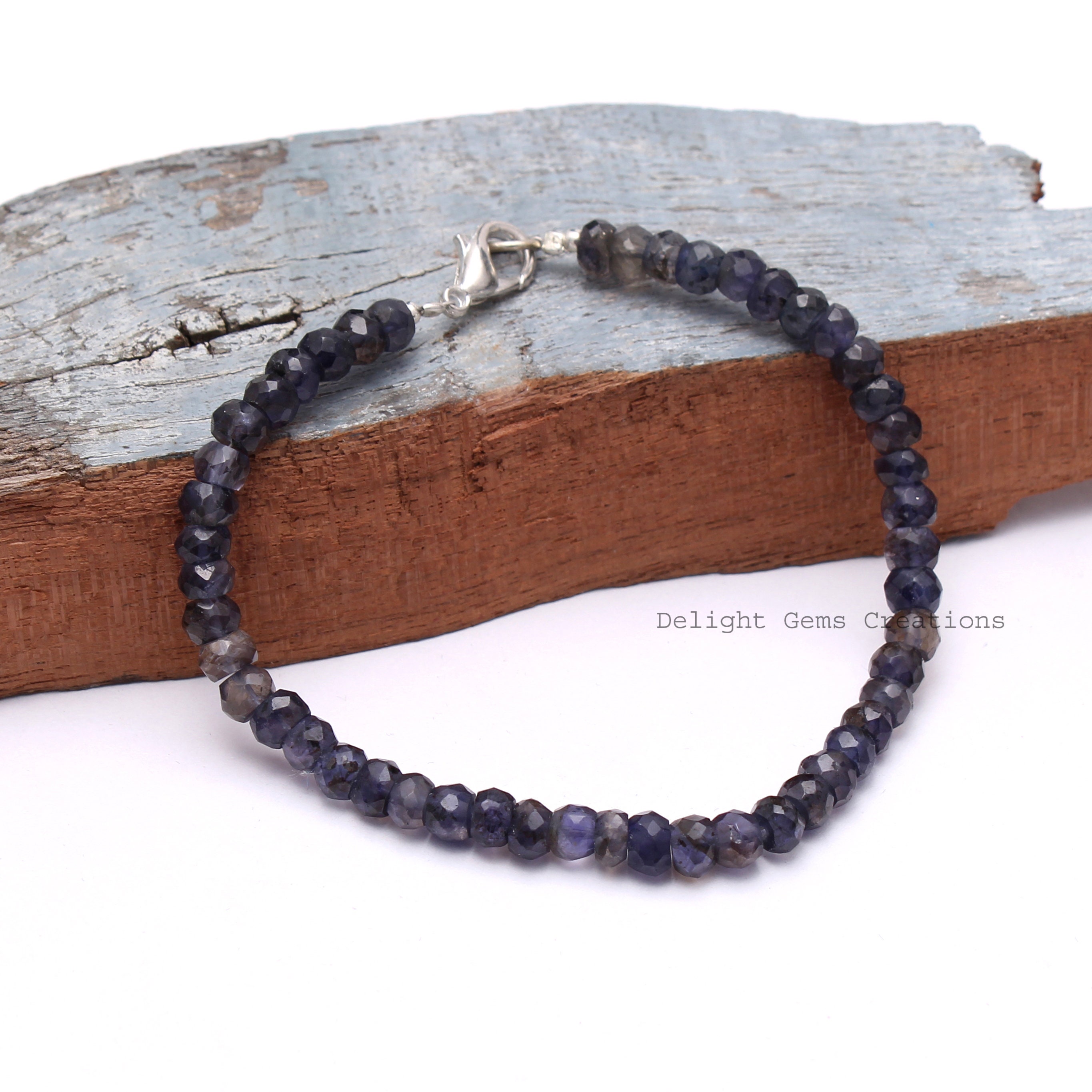 Natural Purple Iolite Beaded Bracelet-5.5mm Faceted Rondell Gemstone Bracelet-minimalist Bracelet-women Bracelet-customize Bracelet