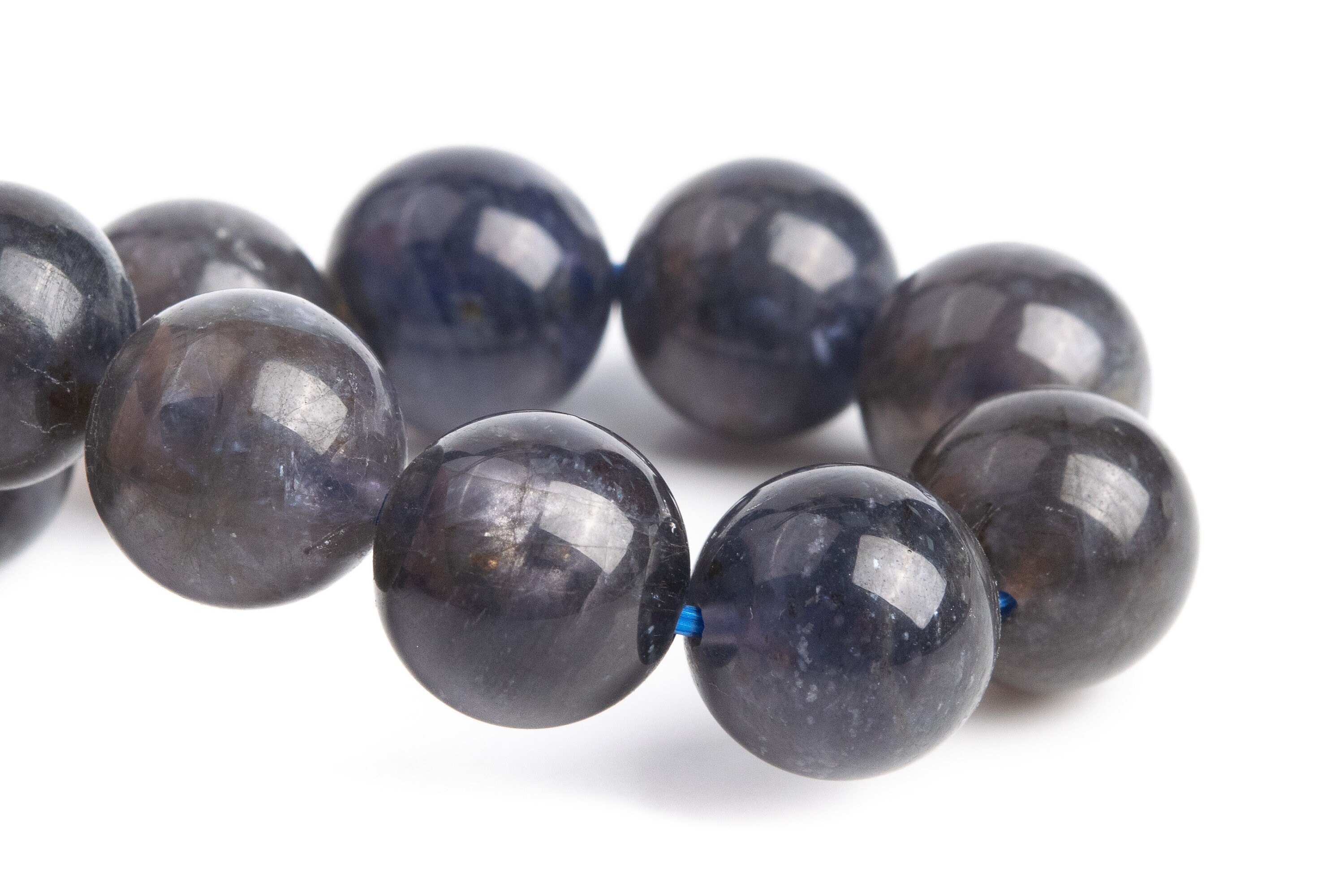 Only One 11mm Iolite Beads Deep Gray Purple Bracelet Grade Aa+ Genuine Natural Round Gemstone 7.5" (121311h-3686)