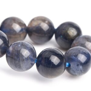 ONLY ONE 7-8MM Iolite Beads Gray Blue Bracelet Grade AA+ Genuine Natural Round Gemstone 6" (121188h-3104)