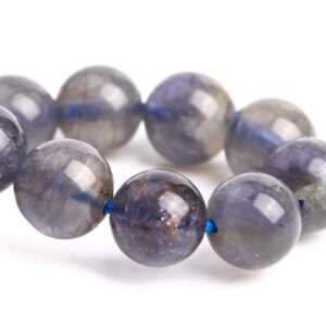 ONLY ONE 7-8MM Iolite Beads Gray Purple Bracelet Grade AA Genuine Natural Round Gemstone 7" (121263h-3450)