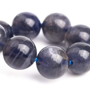 ONLY ONE 8-9MM Iolite Beads Deep Gray Blue Bracelet Grade AA+ Genuine Natural Round Gemstone 6" (121196h-3104)
