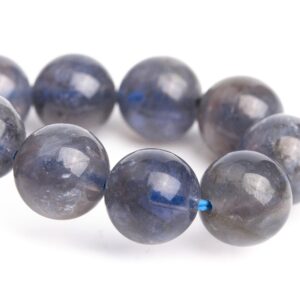 ONLY ONE 8-9MM Iolite Beads Gray Blue Bracelet Grade AA+ Genuine Natural Round Gemstone 6" (121195h-3104)