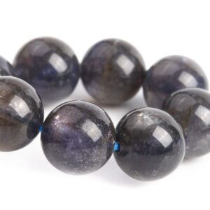 ONLY ONE 9-10MM Iolite Beads Deep Gray Purple Bracelet Grade AA Genuine Natural Round Gemstone 7.5" (121294h-3686)