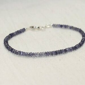 Iolite Bracelet, Sterling Silver, Iolite Jewelry, Minimalist, Layering Bracelet, Multicolored Blue, Ombre Bracelet, Gemstone Jewelry