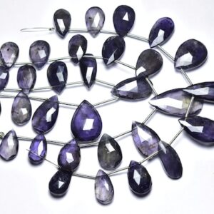 Iolite Briolette Beads - 7 inches - Natural Big Iolite Faceted Briolettes,Hard to find in Big Iolite,Size is 10x13-12x18mm #171
