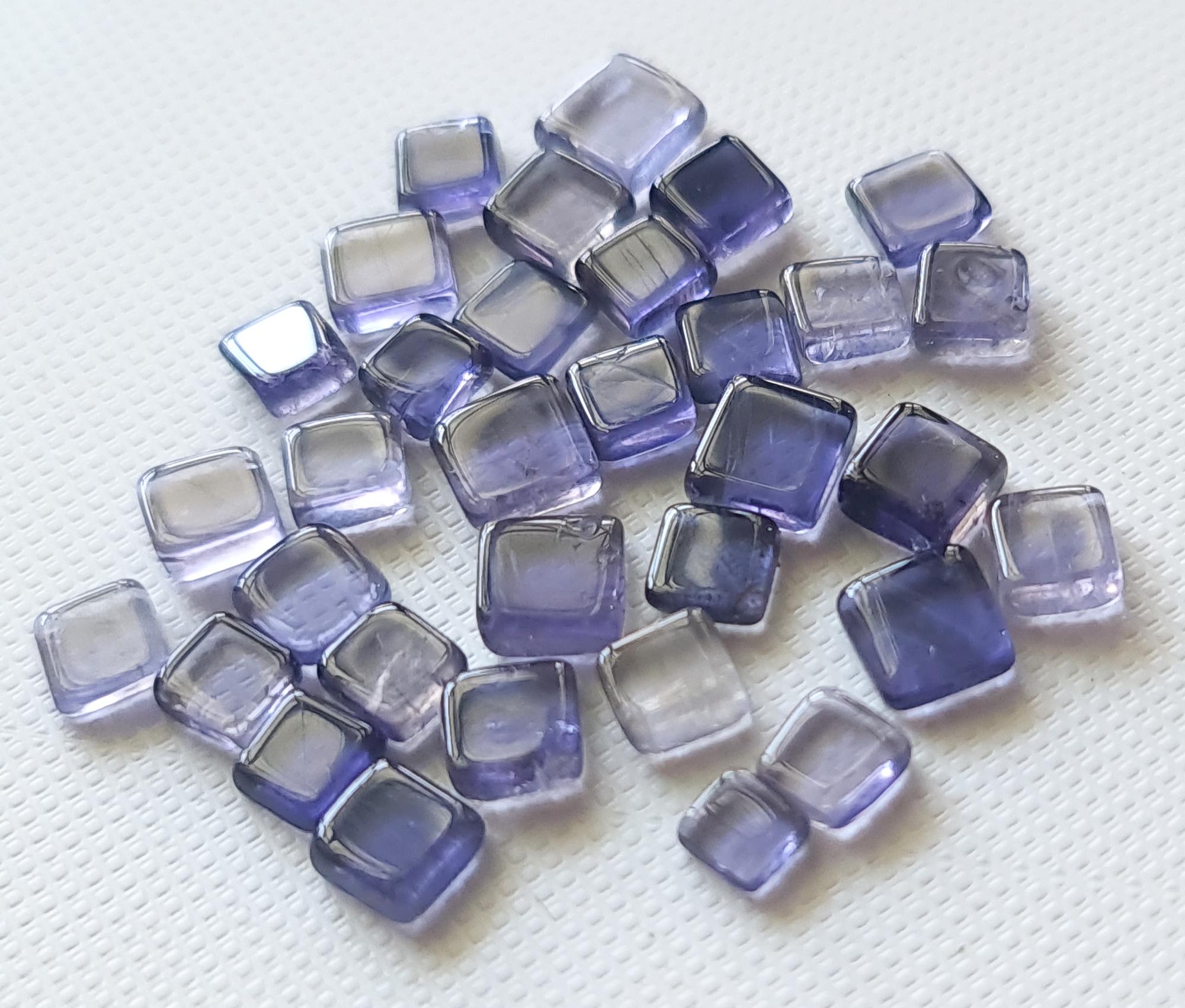 4-6mm Iolite Square Cabochons, Natural Loose Iolite Plain Smooth Square Cabochons For Jewelry (25pcs To 50pcs Option) - Psg338 4-6mm Iolite Square Cabochons, Natural Loose Iolite Plain Smooth Square Cabochons For Jewelry (25pcs To 50pcs Option) - Psg338