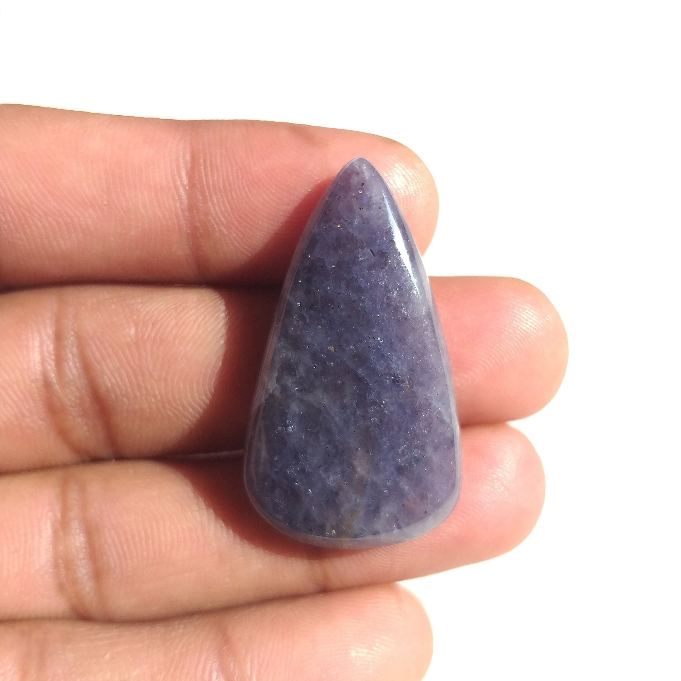 Pear Iolite Cabochon: Natural Gemstone For Jewelry (37x21x6 Mm, 38.2 Carat)