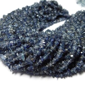 34 " Strand,Natural Iolite Smooth Uncut Chips Beads ,AAA Quality Natural Blue Iolite Smooth Handmade Raw Rough Polished Nuggets Beads