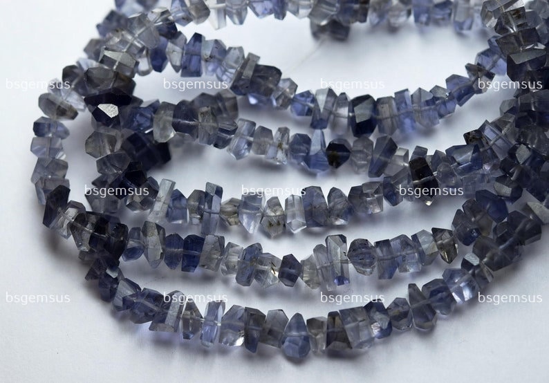7 Inch Strand,natural Iolite Faceted Fancy Nuggets Shape Size 7-8mm