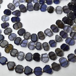 8 Inch Strand, Natural Iolite Faceted Fancy Nuggets  Shape Size 8-11mm