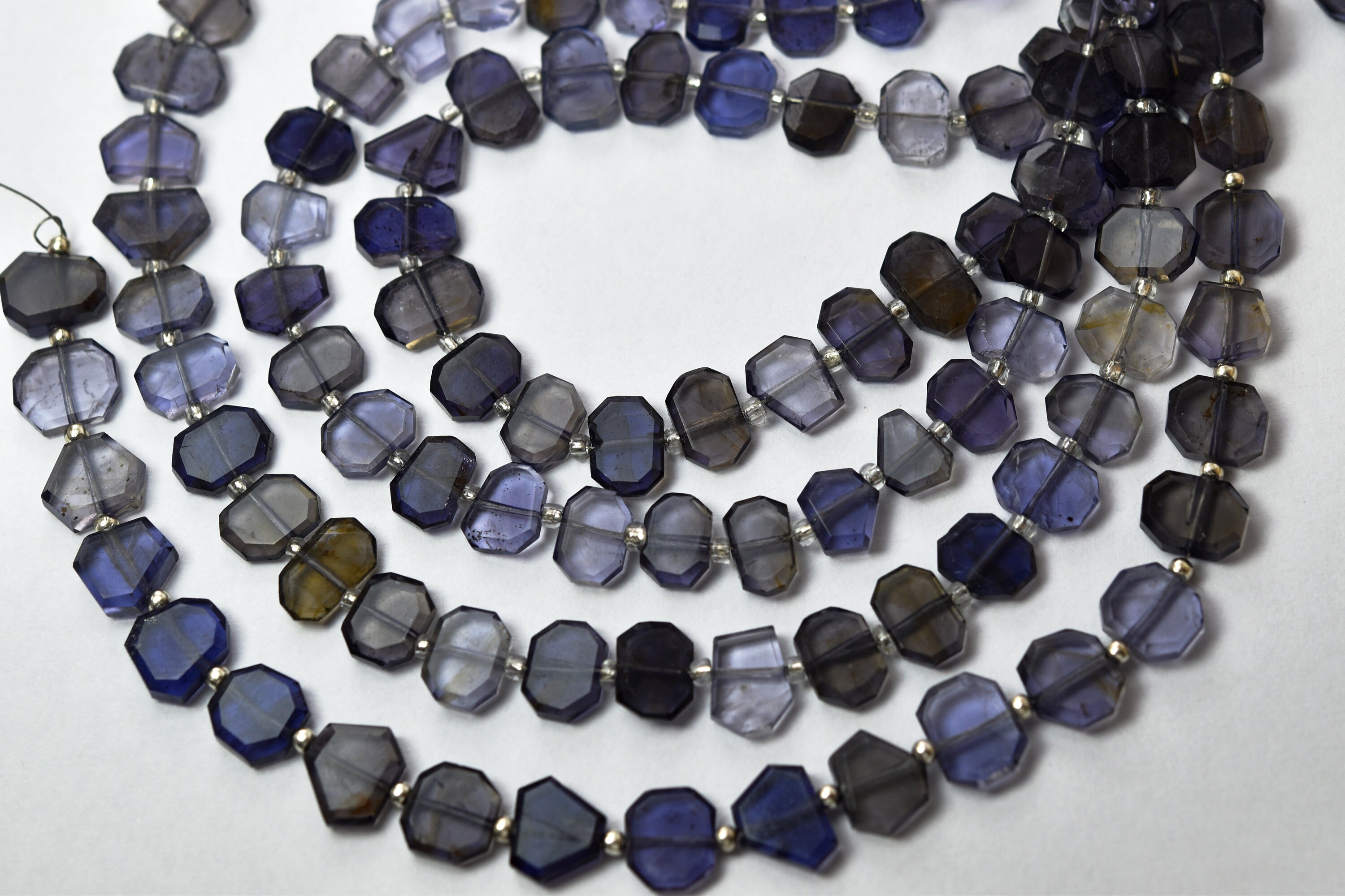 8 Inch Strand, Natural Iolite Faceted Fancy Nuggets  Shape Size 8-11mm