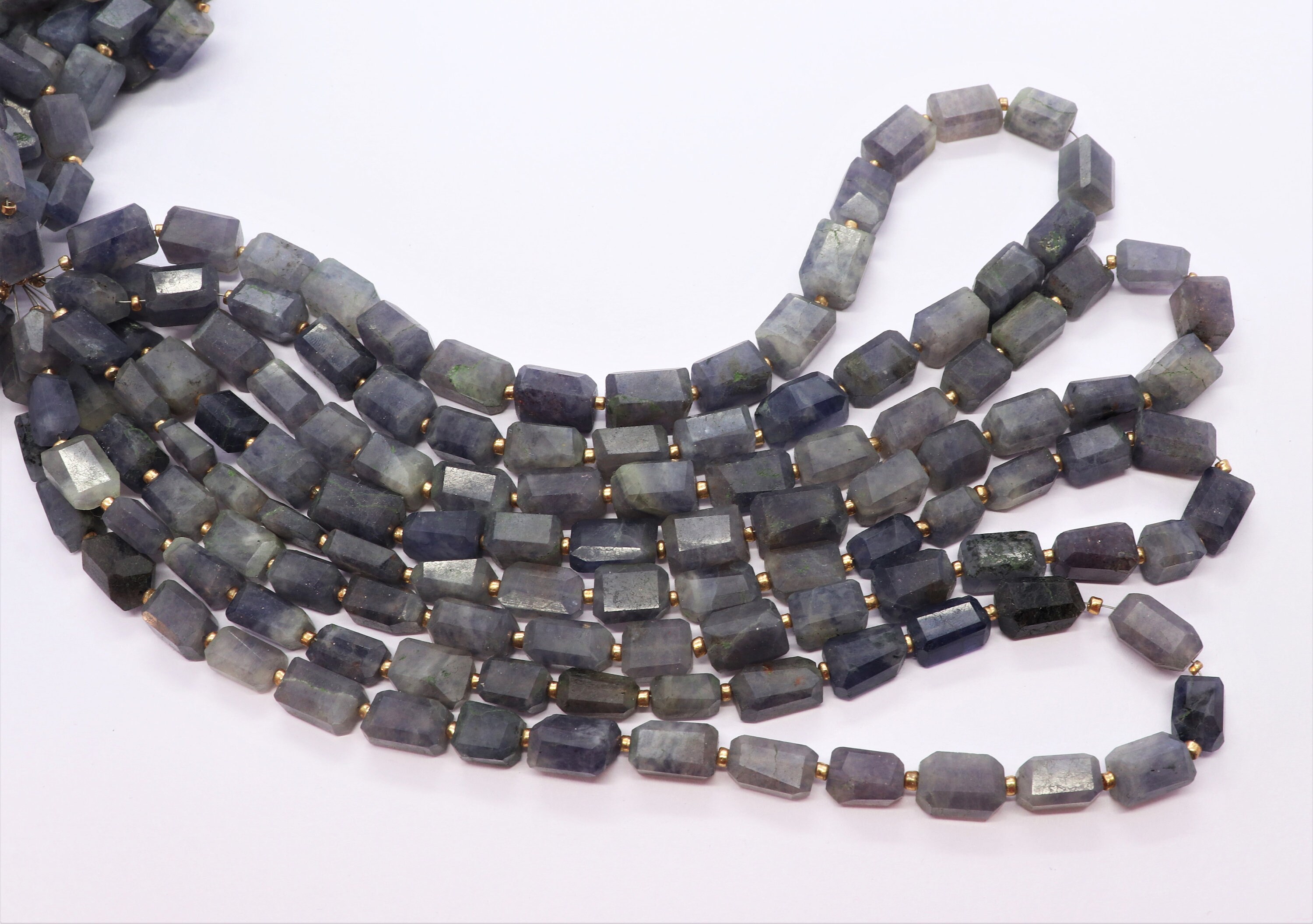Aaa Natural Iolite Faceted Nuggets Shape Gemstone Beads, 8x11 Mm Blue Iolite Nuggets, 16" Iolite Tumble Beads For Jewelry Making