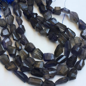Brilliant Quality- Natural Iolite Step Cut Faceted Nuggets Gemstone Bead, 9-15 Mm Blue Iolite For Making Jewelry, 9.5 Inch Loose Strand Bead