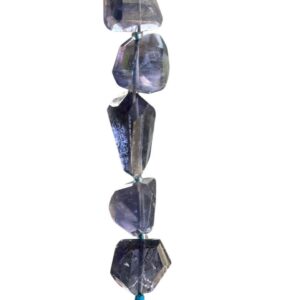 Faceted Natural Iolite Nugget Beads: (13x11 to 19x13mm) Purple Tumble Gemstone (5 pc pack)