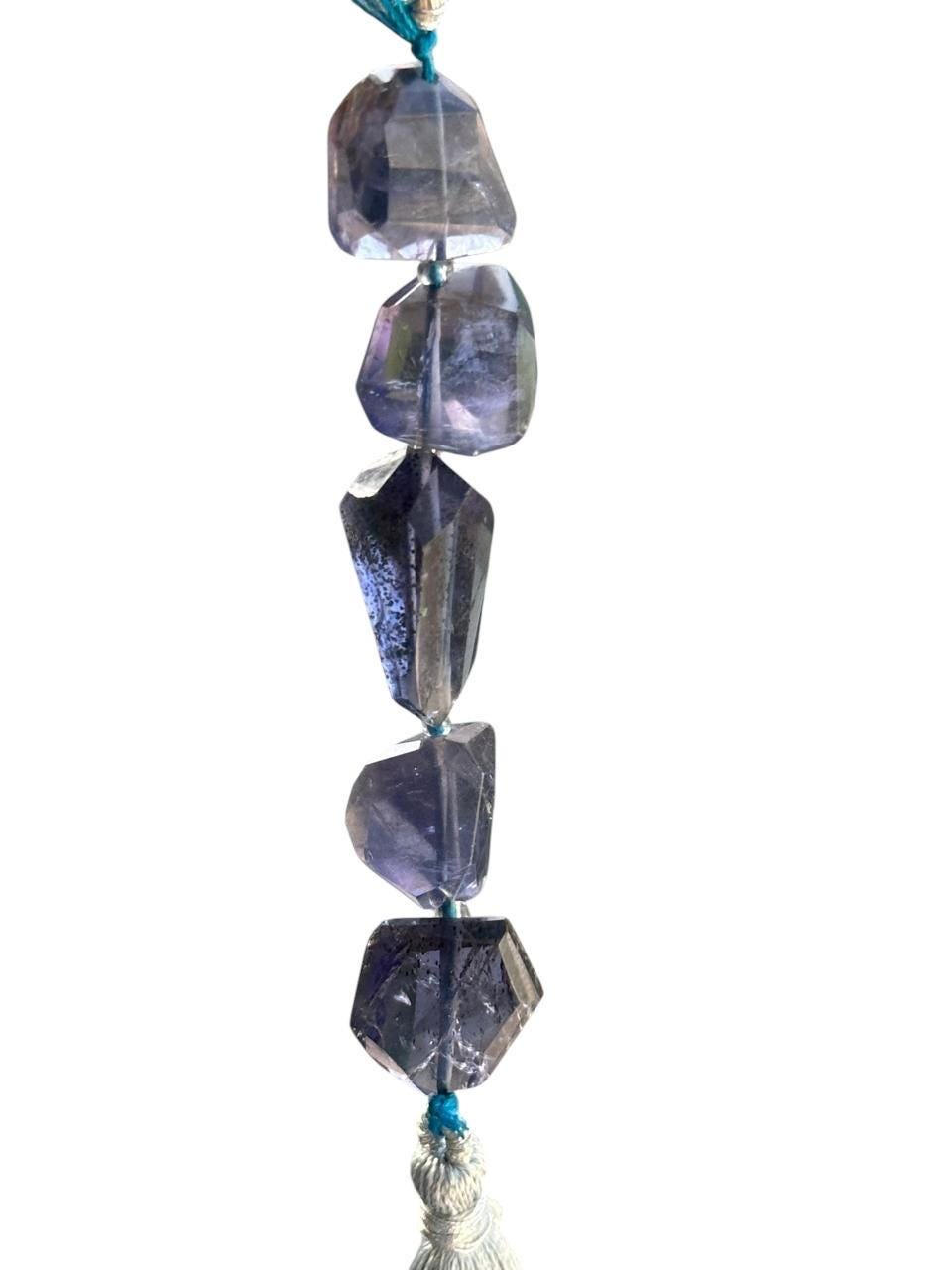 Faceted Natural Iolite Nugget Beads: (13x11 To 19x13mm) Purple Tumble Gemstone (5 Pc Pack)