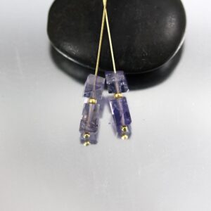 Iolite Faceted Nugget Beads - 2 Pairs - 6 And 7mm