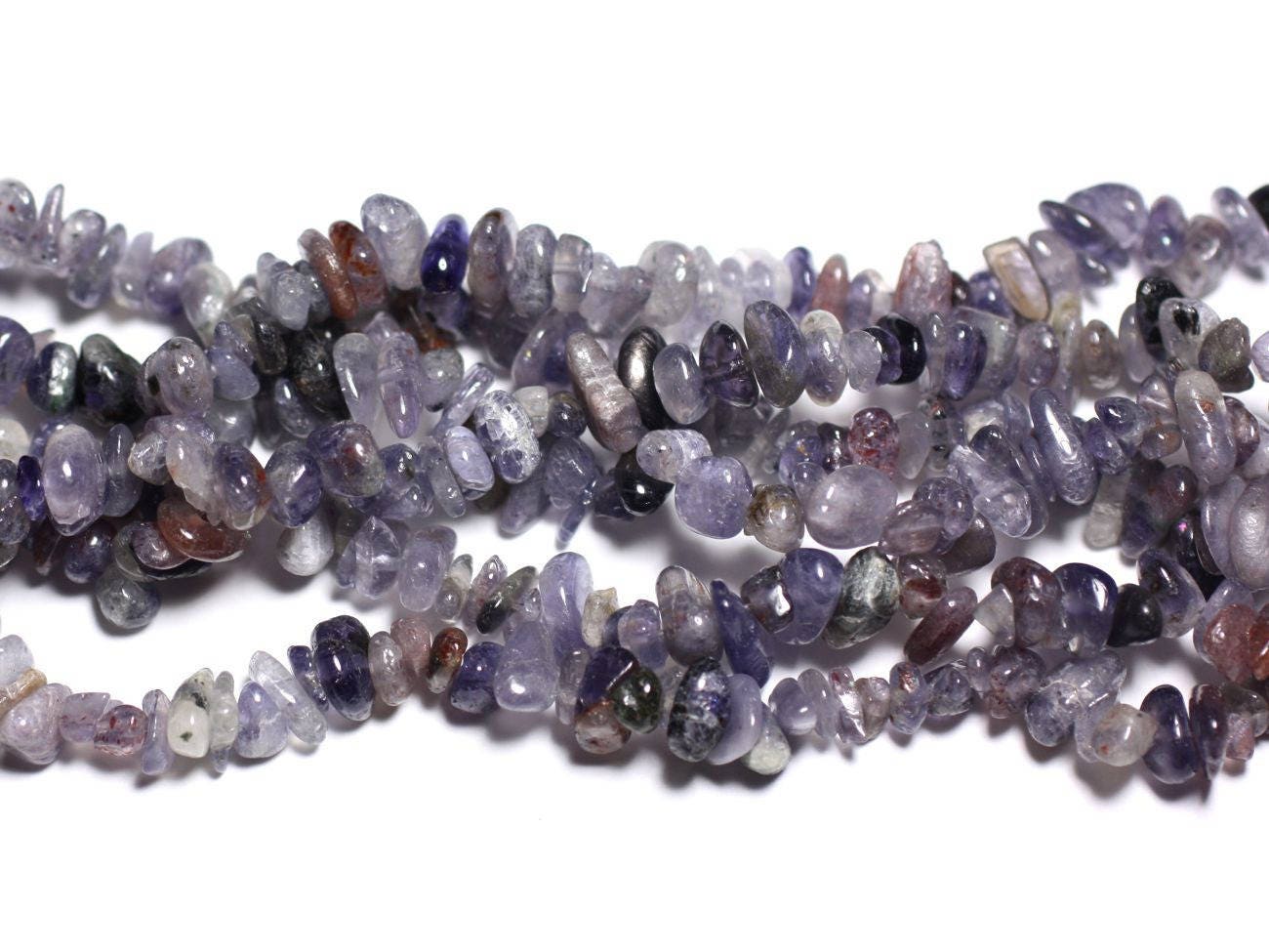 Fil 89cm 340pc Env - Perles De Pierre - Iolite Cordiérite Rocailles Chips 5-10mm