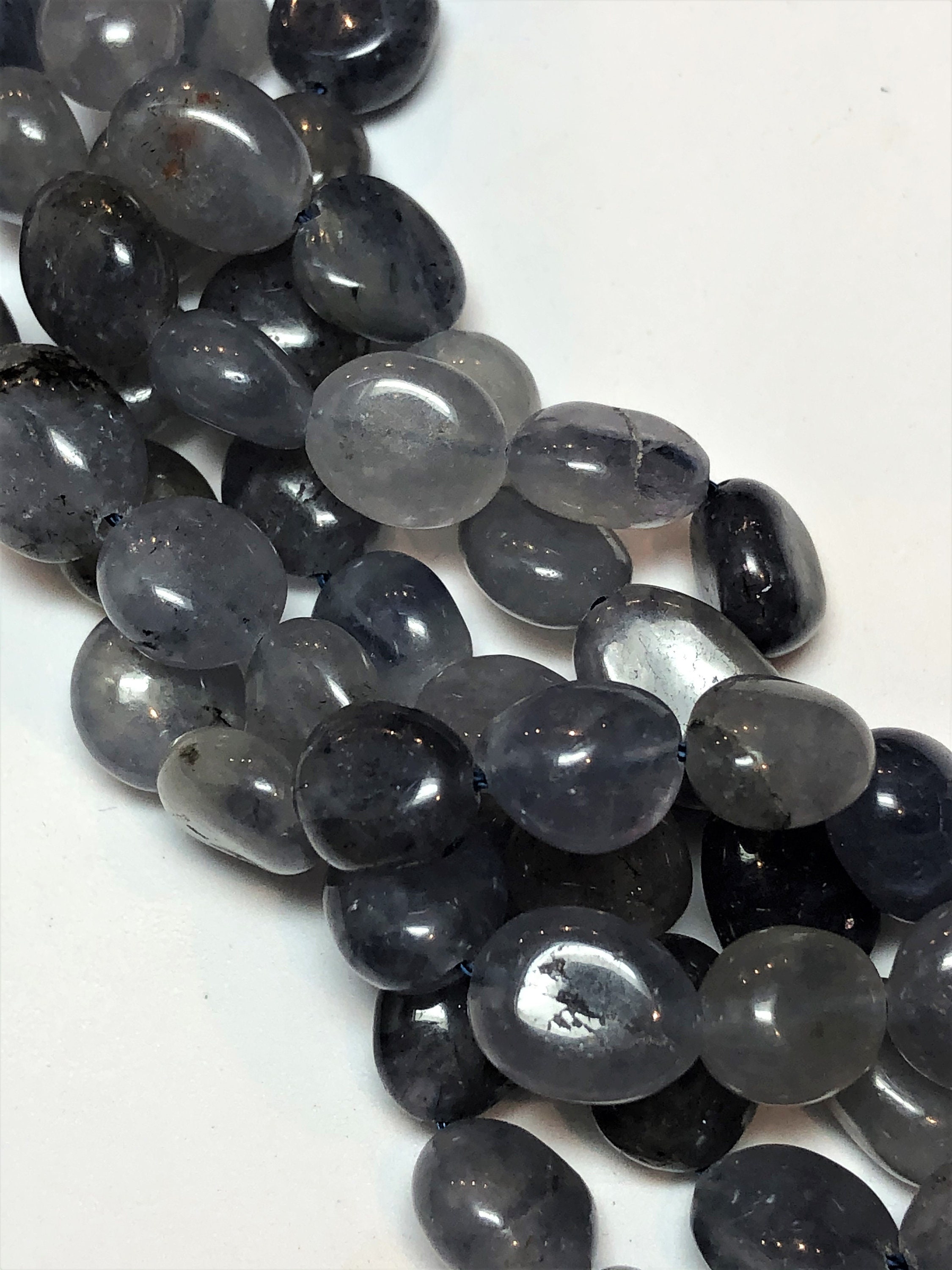 Free Form 8-10mm Nugget Iolite Gemstone Beads. Full 15" Strand Of Light Iolite Beads, About 40 Per Strand. Soft Lavender Blue Gemstone.