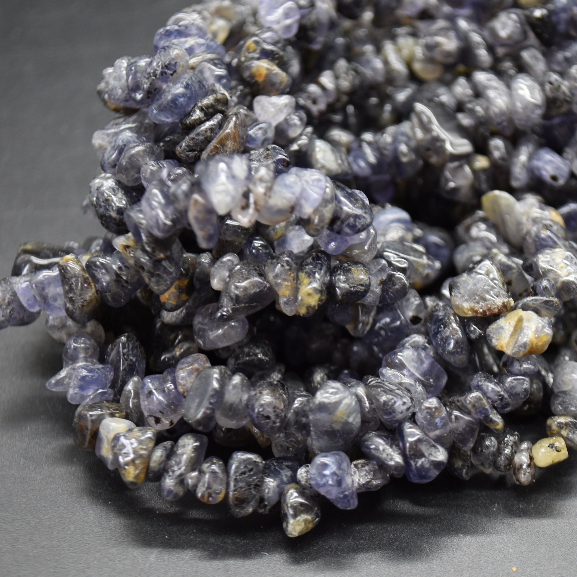 Iolite Gemstone Chips Nuggets Beads - 5mm - 8mm, 32" Strand