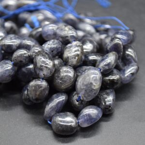 Iolite Gemstone Pebble Tumblestone Nugget Beads - 7mm - 10mm - 15" Strand