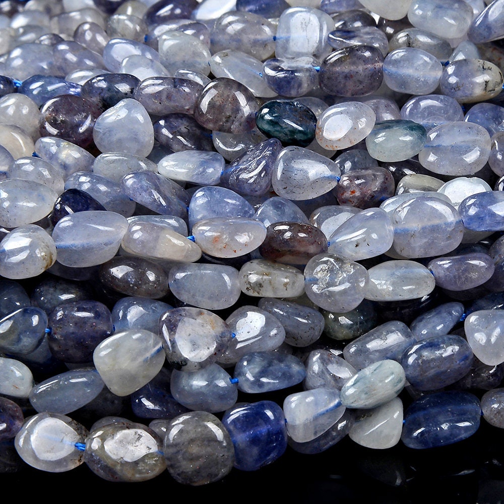 Natural Iolite Gemstone 8-10mm Pebble Nugget Loose Beads (d467) Natural Iolite Gemstone 8-10mm Pebble Nugget Loose Beads (d467)