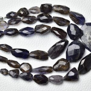 Natural Iolite Nuggets Beads 8x10mm to 18x27mm Natural Shape Nugget Faceted Gemstone Nugget Rare Iolite Beads Jewelry 7.5 Inch Strand No6534