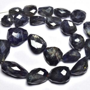 Iolite Nuggets Beads - 12 Inches - Natural Beautiful Iolite Faceted Nuggets Dark Iolite Nugget Strand - Size Is 9-17mm #613