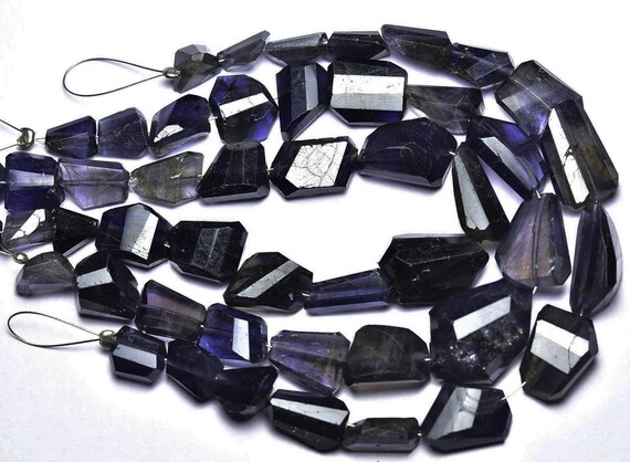 Iolite Nuggets Beads - 7 Inches - Natural Faceted Iolite Nuggets - Size Is 8 - 15 Mm #2525