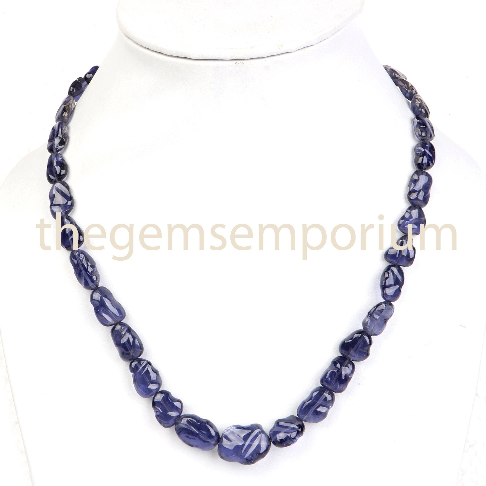 Raw Polished Iolite Nugget Necklace, Rough Gemstone, Healing Crystal