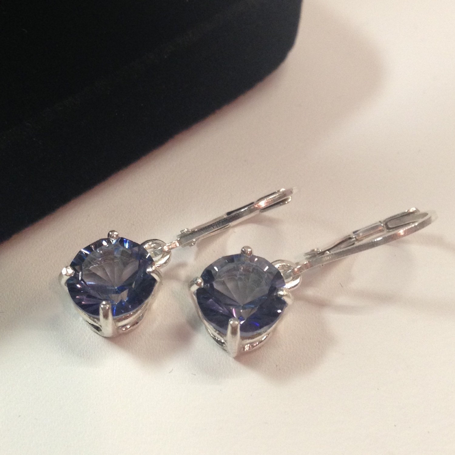 4.3ctw Blue Iolite Leverback Earrings Gemstone Jewelry Gift