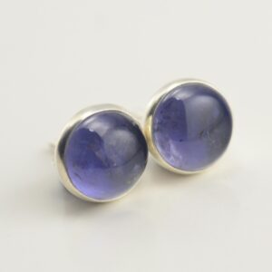Iolite 7mm Sterling Silver Stud Earrings Pair