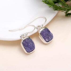 Iolite Earrings: 925 Sterling Silver, Blue Gemstone Jewelry