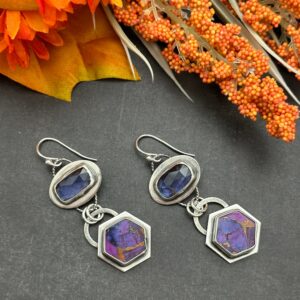 Iolite And Purple Mojave Turquoise Artisan Earrings