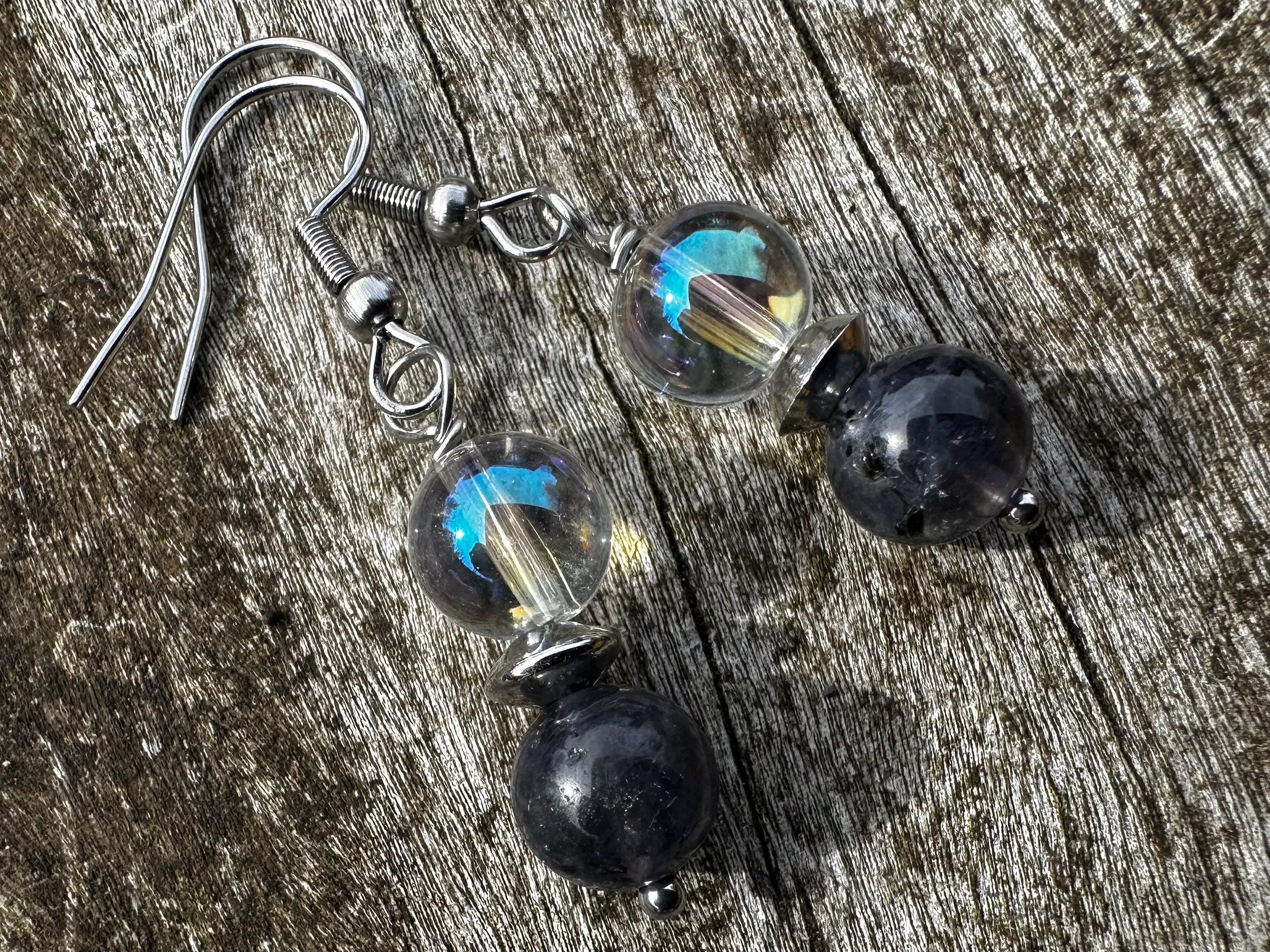 Iolite & Angel Aura Healing Stone Earrings! Iolite & Angel Aura Healing Stone Earrings!