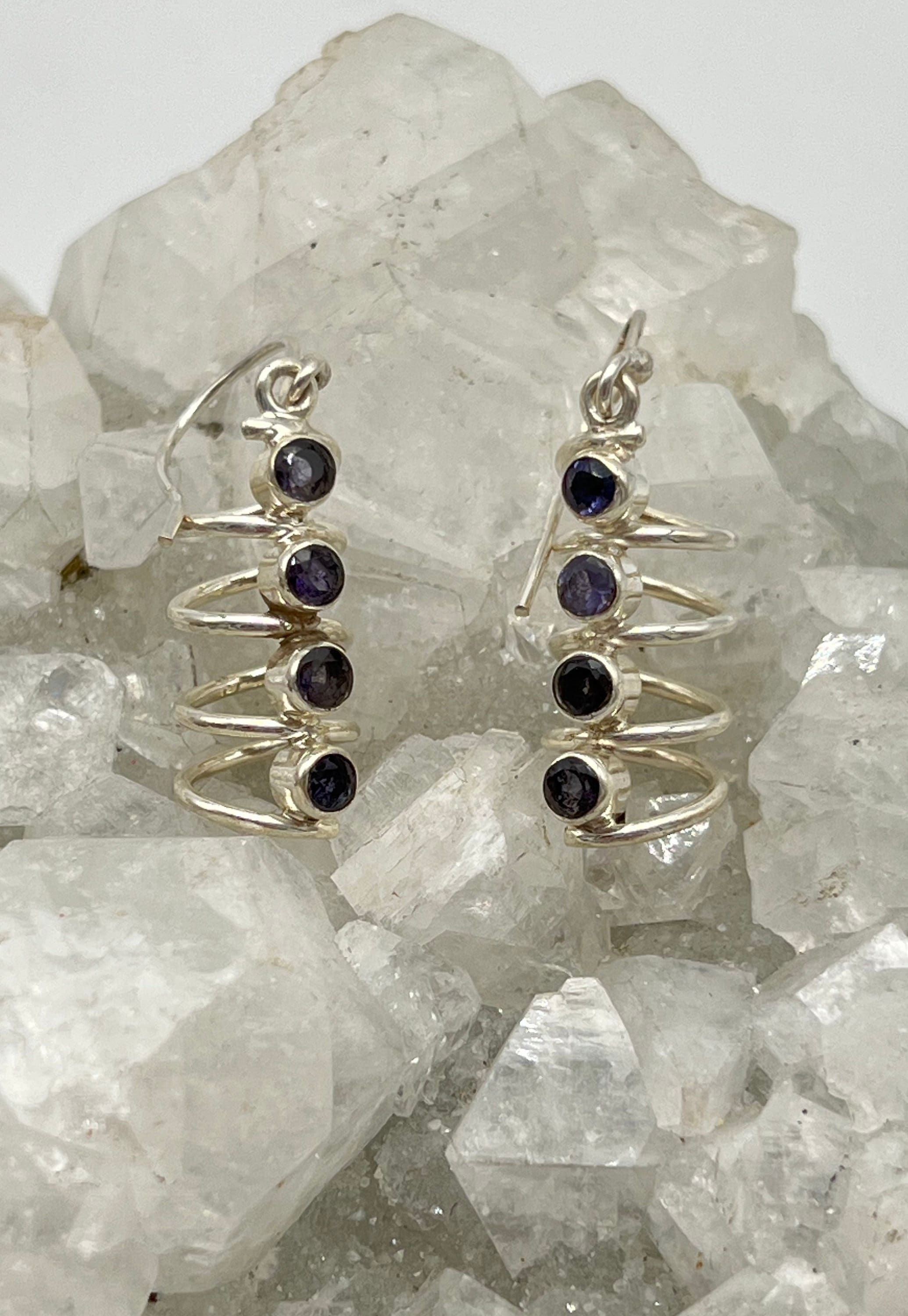 Iolite Corkscrew Earrings