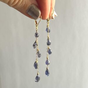 Handmade 14k Gold Fill Iolite Cascade Earrings: September Birthstone